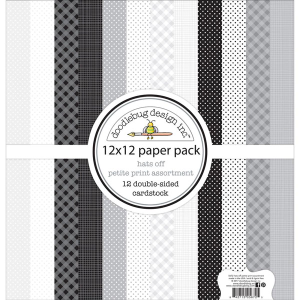 Doodlebug Hats Off Petite Prints Double-Sided Cardstock - 12&quot;X12&quot;