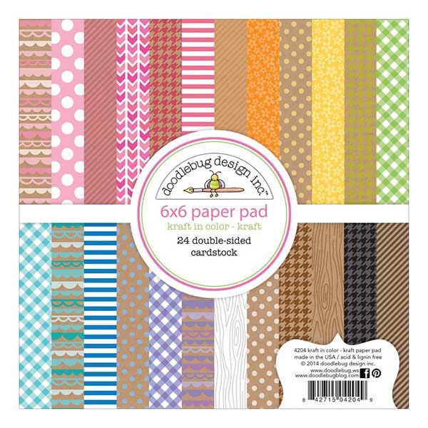 Doodlebug Kraft In Color Paper pad - 6&quot; x 6&quot;