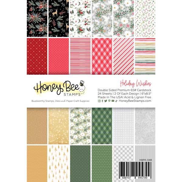 Honey Bee Stamps Holiday Wishes Paper Pad