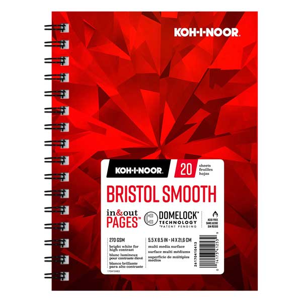 Koh-I-Noor Bristol Smooth Bright White Paper Pad - 5.5&quot;x8.5&quot;