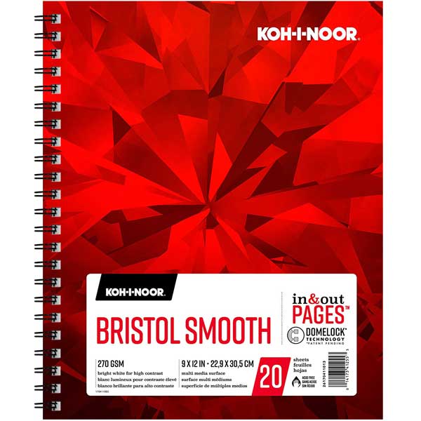 Koh-I-Noor Bristol Smooth Bright White Paper Pad - 9&quot;x12&quot;