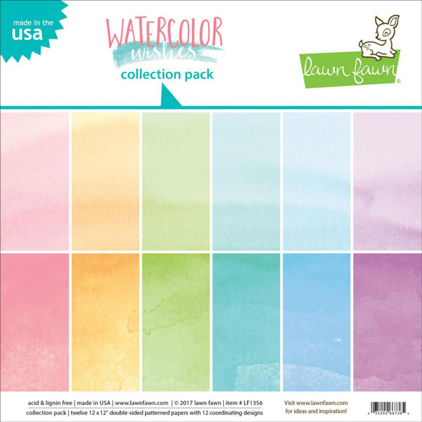 Lawn Fawn Watercolor Wishes Rainbow Collection Pack - 12&quot; x 12&quot;