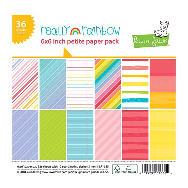 Lawn Fawn Really Rainbow Petite Paper Pack - 6&quot; x 6&quot;