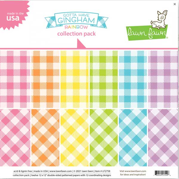 Lawn Fawn Gotta Have Gingham Rainbow Collection Pack - 12&quot; x 12&quot;