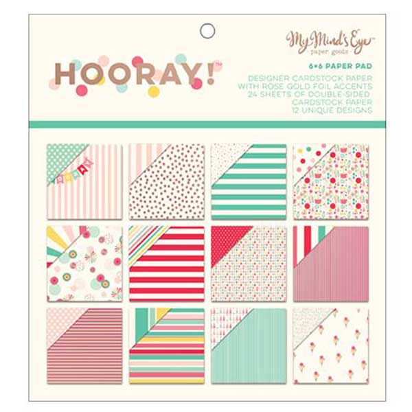 My Mind&#039;s Eye Hooray with Rose Gold Foil Paper Pad - 6&quot; x6&quot;