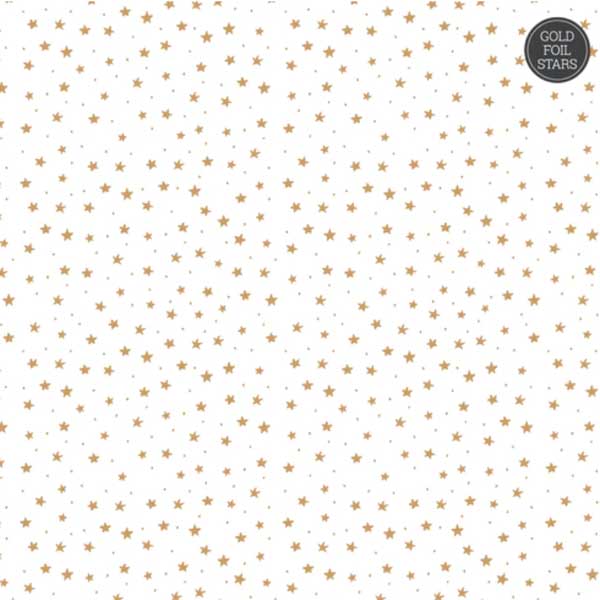 Moda Scrap Winter Time Vellum - Gold Foil Stars