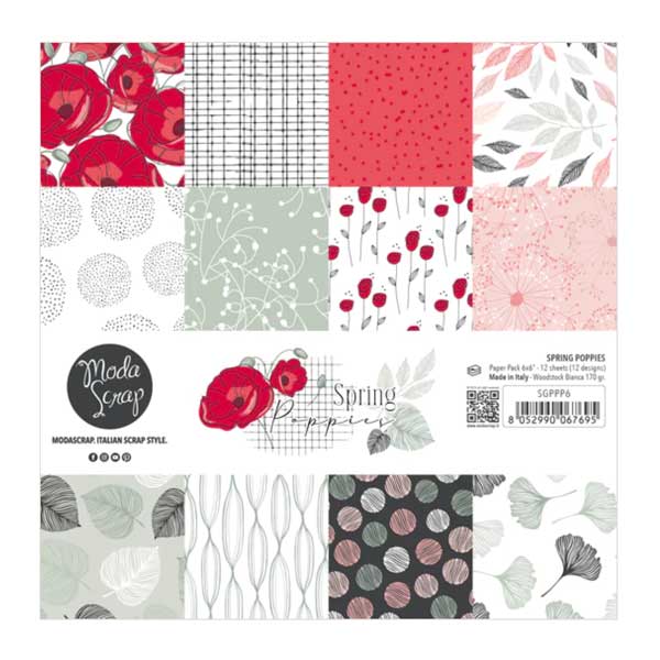 Moda Scrap Paper Pack 6&quot; x 6&quot; - Spring Poppies