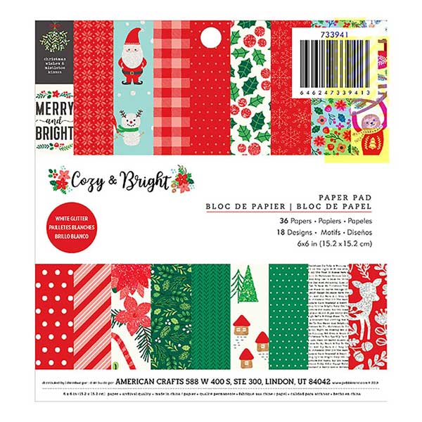 Pebbles Cozy &amp; Bright Paper Pack - 6&quot; x 6&quot;