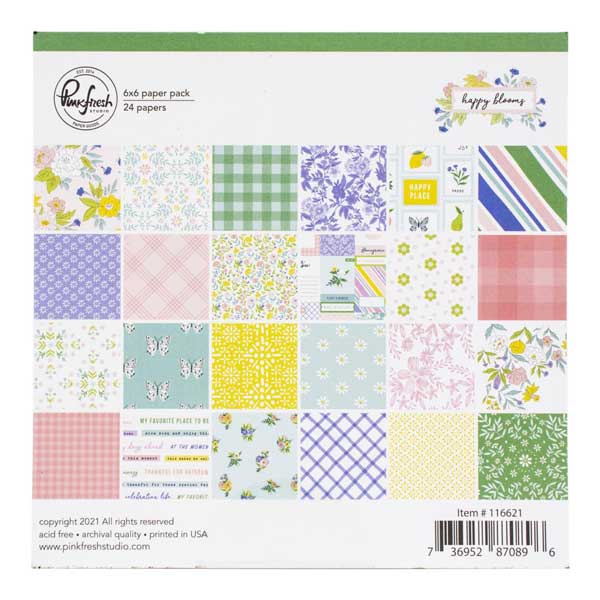 PinkFresh Studio Happy Blooms Double-Sided Paper Pack 6&quot;X6&quot;