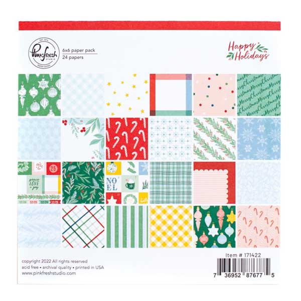 Pinkfresh Studio Happy Holidays Paper Pack - 6&quot;x6&quot;