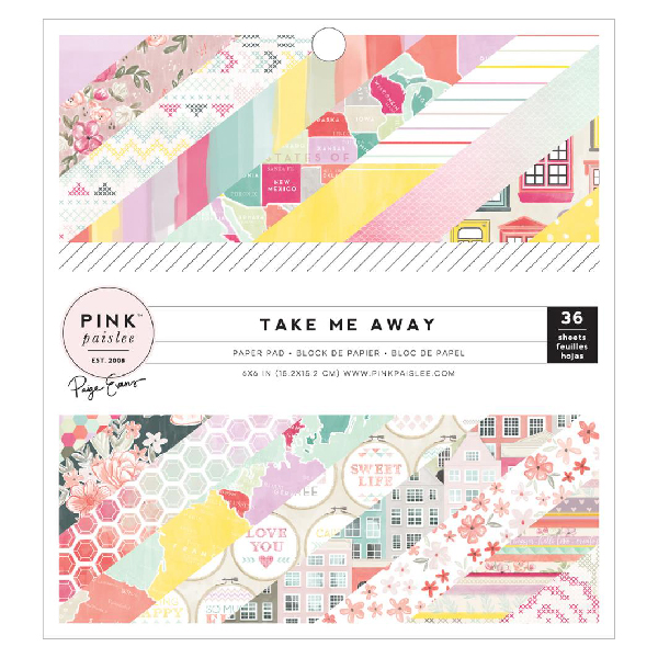 Pink Paislee Take Me Away Single-Sided Paper Pad - 6&quot; X 6&quot;