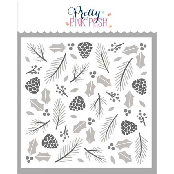 Pretty Pink Posh Layered Winter Foliage Stencils