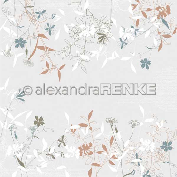 Alexandra Renke Design Paper - Spring Flowers Grey/Brown/Green