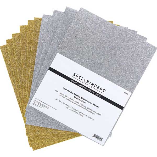 Spellbinders Glitter Foam Sheets - Gold &amp; Silver