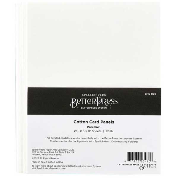 Spellbinders Porcelain BetterPress Cotton 8 1/2 x 11&quot; Sheets - 25 pk