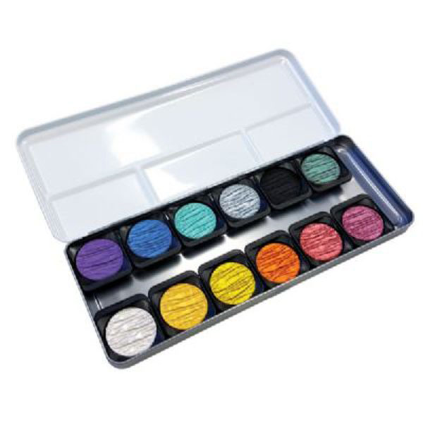 Finetec Artist Mica Watercolor Pearlescent Paint - 12 color set