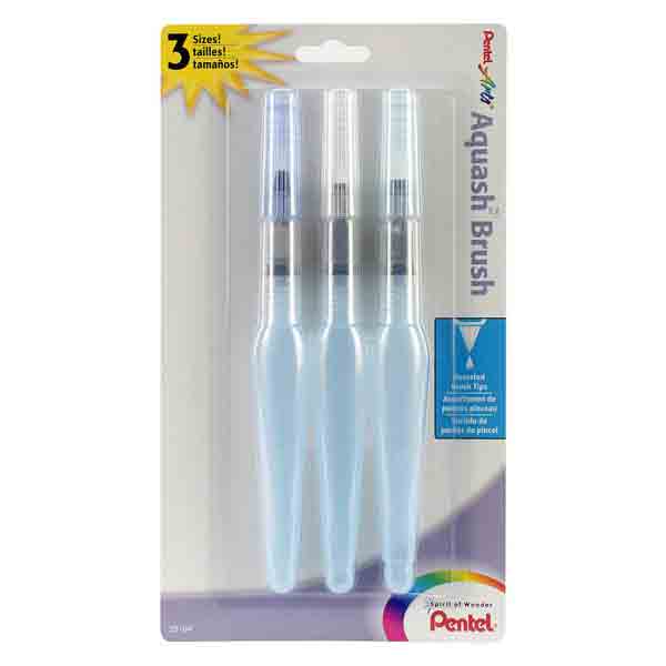 Pentel Arts Aquash Water Brushes, 3/Pkg