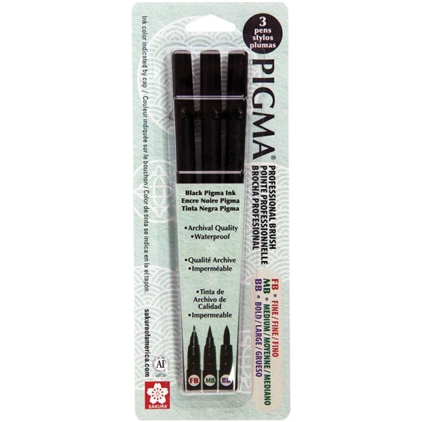 Pigma Professional Brush Pens - Fine,Medium &amp; Bold