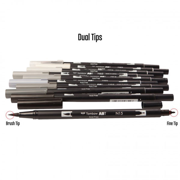 Tombow Dual Brush Pen Set - Grayscale