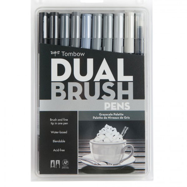 Tombow Dual Brush Pen Set - Grayscale