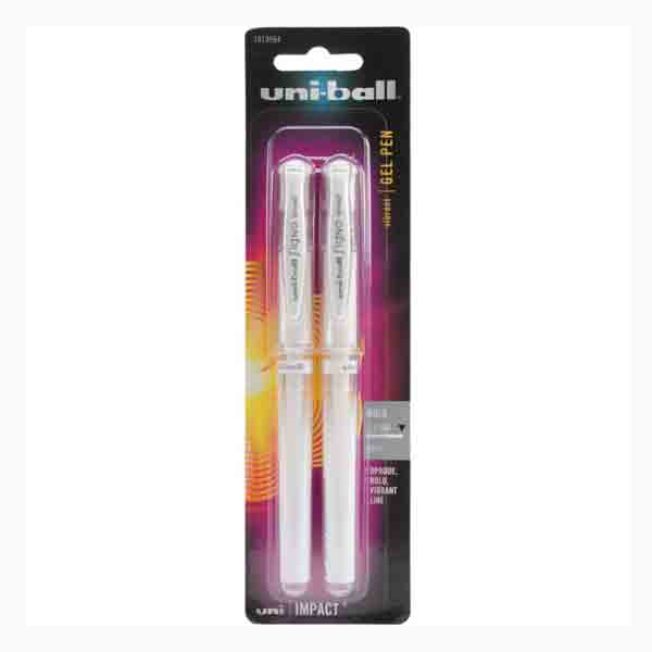 Uni-Ball Impact Medium Point Gel Pens - White