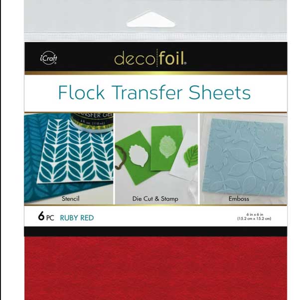 Deco Foil Flock Transfer Sheets 6&quot; x 6&quot; - Ruby Red