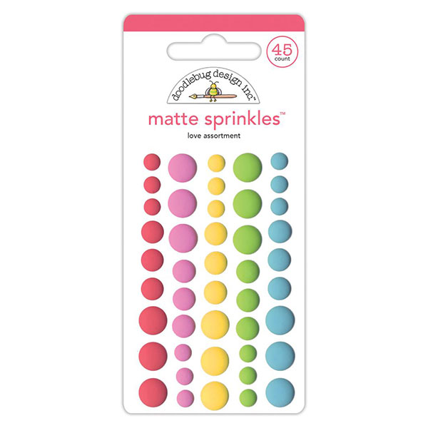 Doodlebug Sprinkles Adhesive Matte Enamel Dots -  Love Assortment