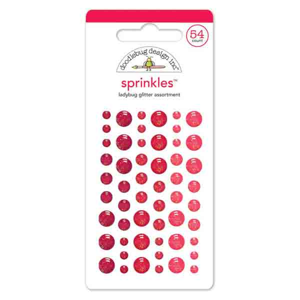 Self Adhesive Glitter Enamel Dots - Ladybug