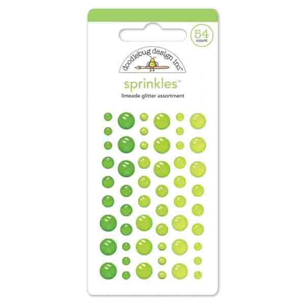 Self Adhesive Translucent Glitter Enamel Dots - Limeade