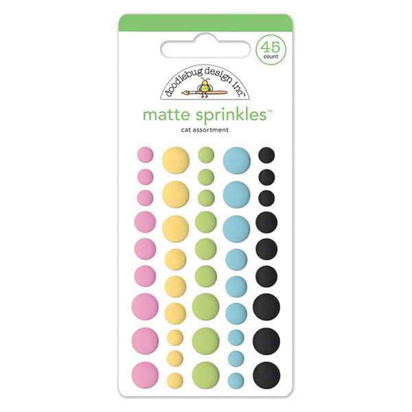 Doodlebug Sprinkles Adhesive Matte Enamel Dots - Cat Assortment