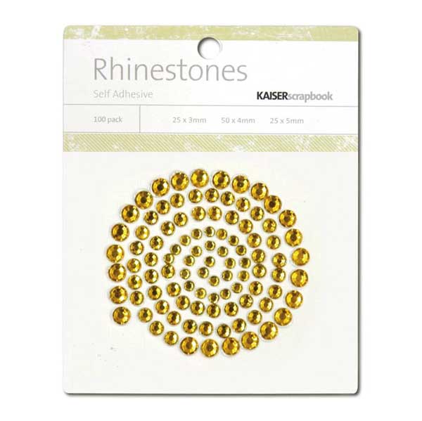 Kaisercraft Adhesive Rhinestones 100/Pkg - Deep Yellow