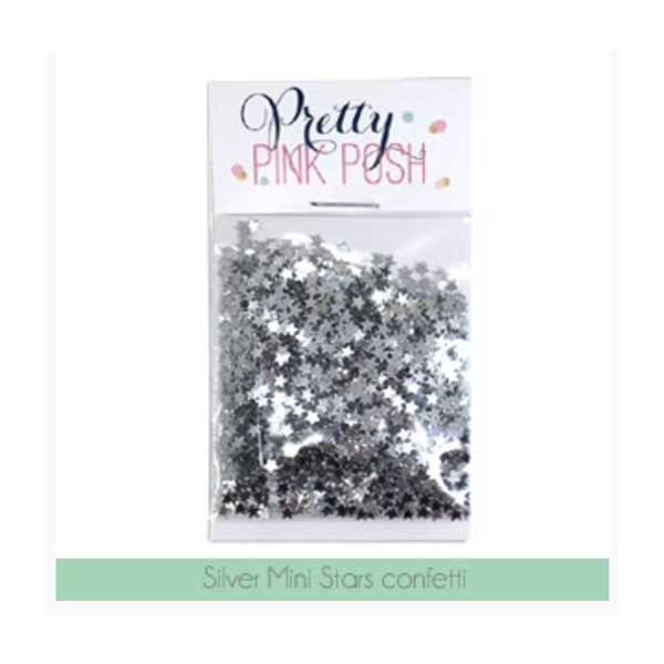 Pretty Pink Posh Silver Mini Stars Confetti