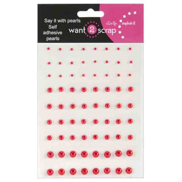 Want2Scrap Self Adhesive Pearls - Red