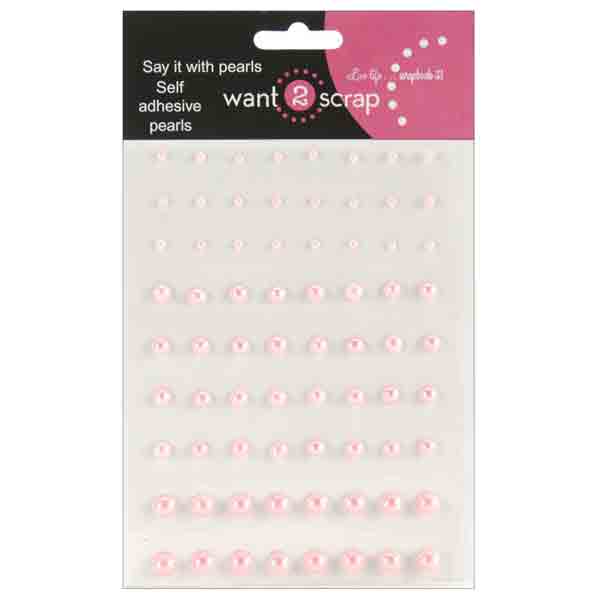 Want2Scrap Self Adhesive Pearls - Pink