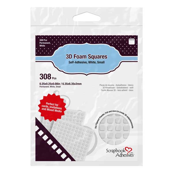 Scrapbook Adhesives 3D Foam Squares – White (1/4&quot;x1/4&quot;)