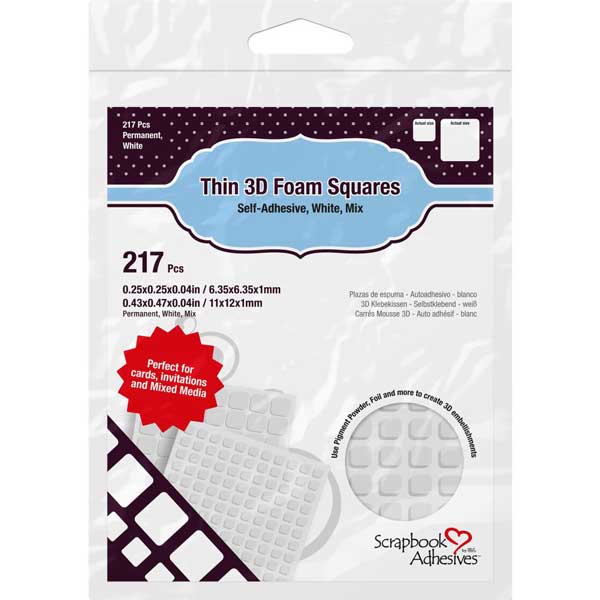 Scrapbook Adhesives Thin 3D Foam Squares Mix - White