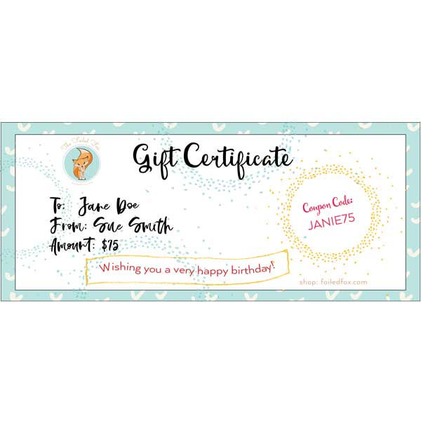 Gift Certificate (click image to choose amount)