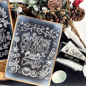 Honey Bee Stamps Christmas Calories Rubber Background Stamp class=