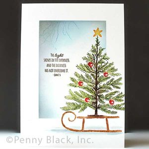 Penny Black Tree Sleigh Cling Stamp class=