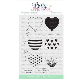 Pretty Pink Posh Heart Balloons Stamp Set