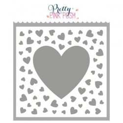 Pretty Pink Posh Scattered Hearts Frame Stencil