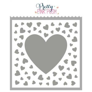 Pretty Pink Posh Scattered Hearts Frame Stencil