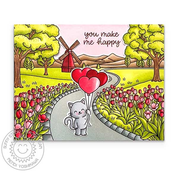 Sunny Studio Stamps Tulip Path Background Stamp