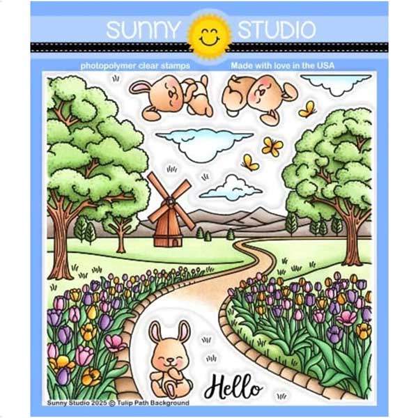 Sunny Studio Stamps Tulip Path Background Stamp