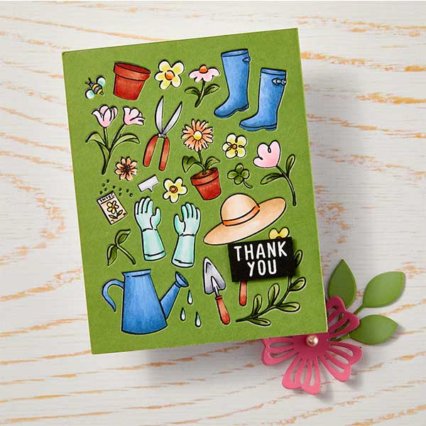 Hero Arts Gardening Tools &amp; Flowers Clear Stamp Set