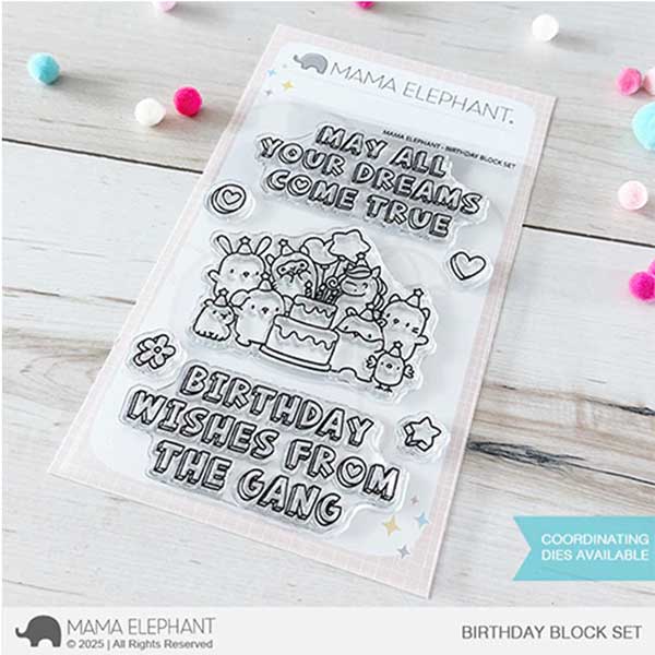 Mama Elephant Birthday Block Stamp Set