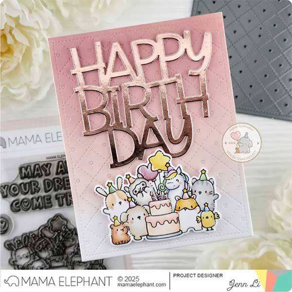 Mama Elephant Birthday Block Stamp Set