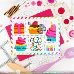 Waffle Flower Postage Collage Cupcake Stencil