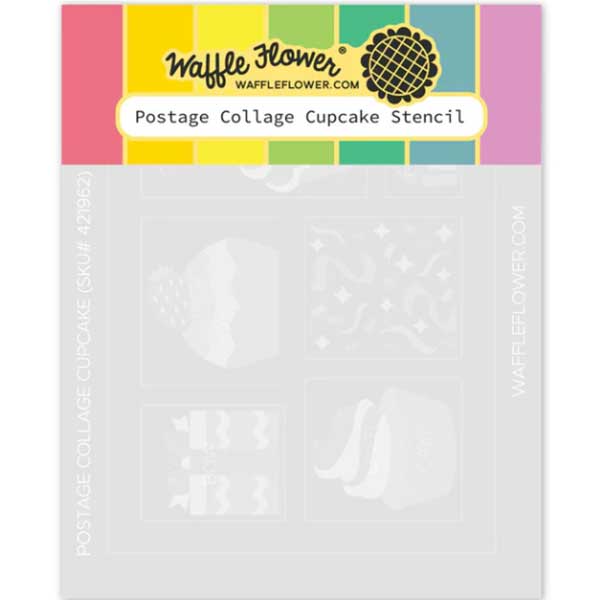Waffle Flower Postage Collage Cupcake Stencil