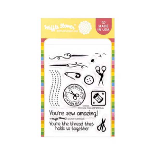 Waffle Flower Postage Collage Sew Fun Stamp Set